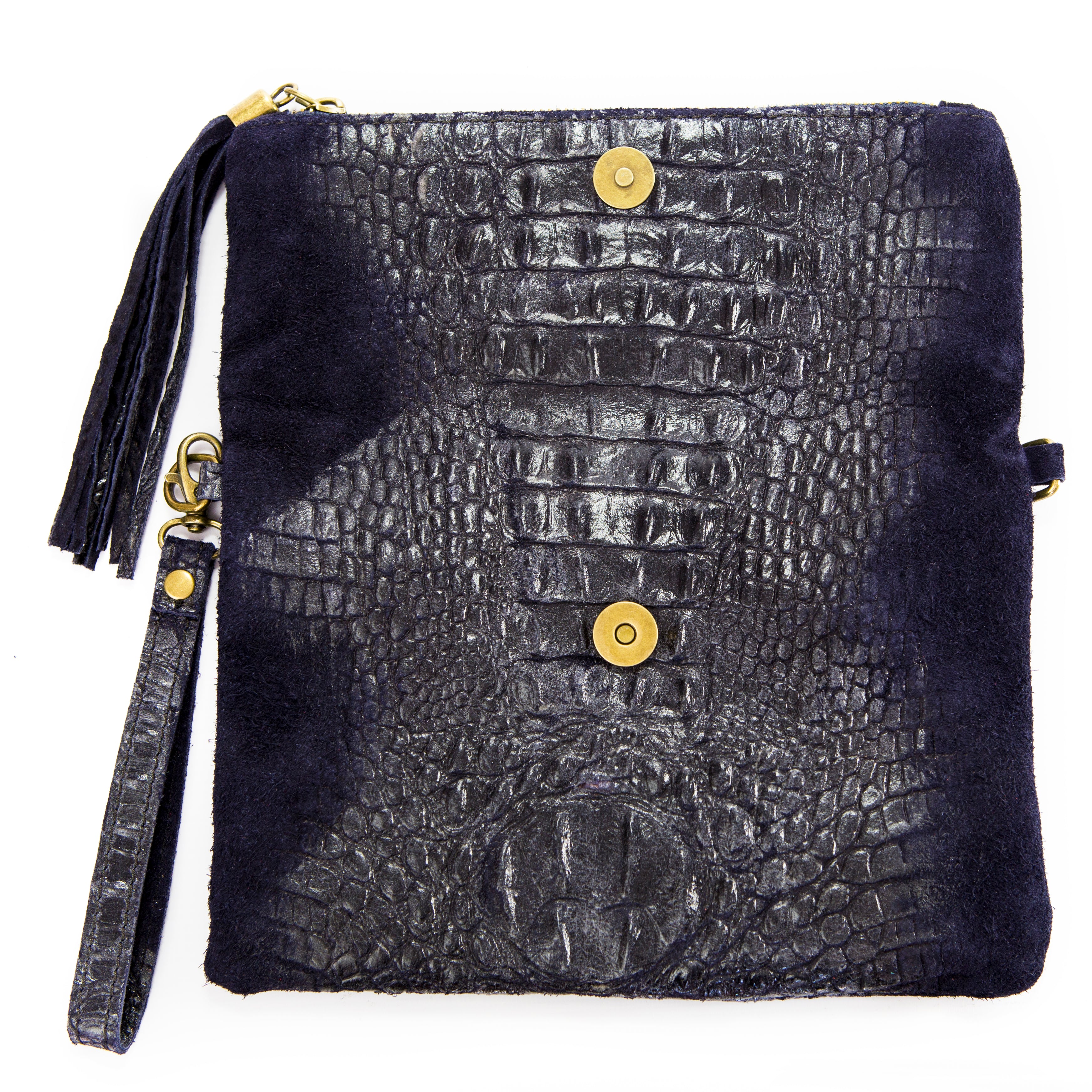 Talia Croc effect Italian Suede Clutch Bag