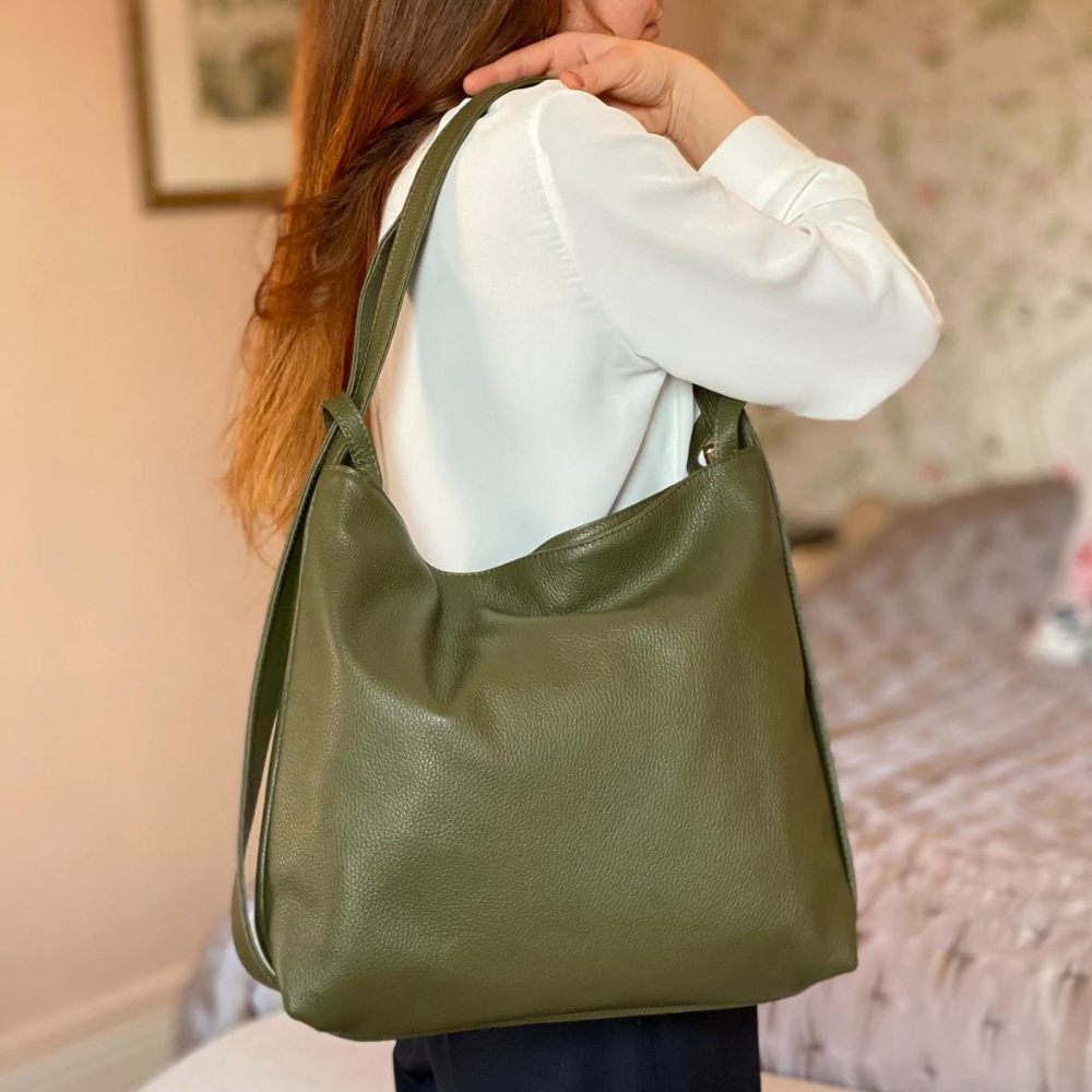 The backpack that converts to a shoulder bag. The Italian