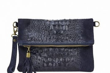 Talia Croc effect Italian Suede Clutch Bag
